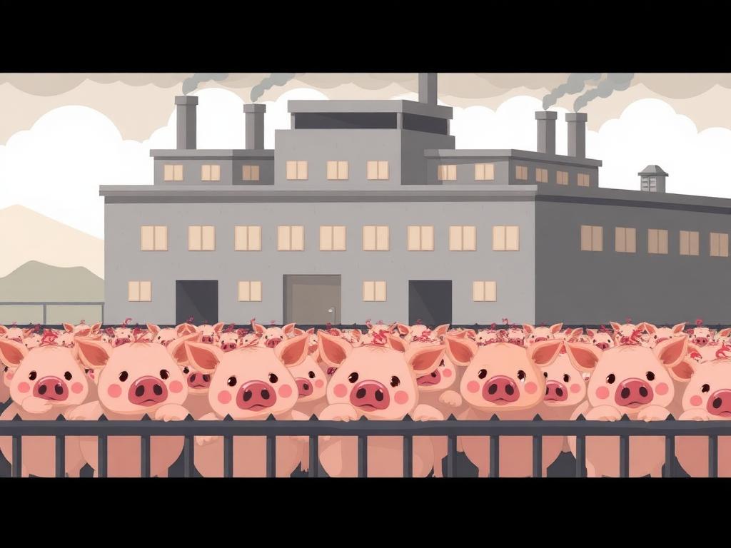 Cartoon factory farm building