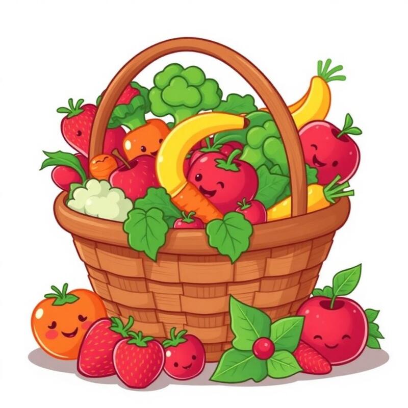 Smiling fruits and veggies